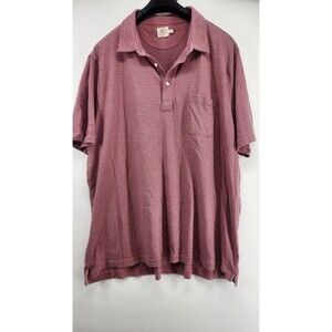 Faherty Brand Men's XXL Red Striped Short Sleeve Polo Shirt 100% Cotton